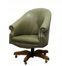 A Custom Adjustable Leather Executive Desk Chairmeticulously upholstered in the finest naked pure aniline frame-dried European hides from Ashbury Hides' (color is their AH G. Dandelion) with Houles nail headsraised on castersand with the frame and adjustable mechanism by C. Mariani AntiquesRestoration & CustomSan Francisco