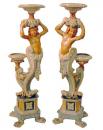 A Pair of 18th Century Polychrome and Parcel Gilt Torchère Pedestals