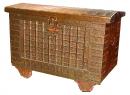 An Unusual 19th Century Thai Hand-hammered Brass and Wood Trunk