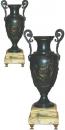 A Pair of 19th Century French Empire Bronze Urns with Scrolled Handles