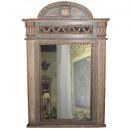 An Understated 18th Century Italian Neoclassical Parcel Gilt and Polychrome Domed Pediment Mirror
