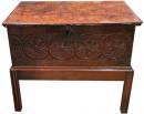A Deeply Patinated 17th Century English Bible Box on Stand