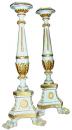 A Pair of 18th Century Italian White Polychrome and Parcel-Gilt Candlesticks