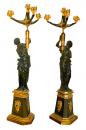 A Pair of 19th Century French Empire Gilt-Bronze & Patinated Four-Light Candelabras