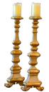 A Pair of 18th Century Italian Silver-Gilt and Polychrome Candlesticks