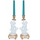 A Pair of 19th Century Bisque Putti Candlesticks