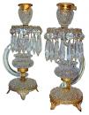A Pair English Regency of 19th Century Cut-Crystal and Bronze Dore Candlesticks