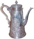 A 19th Century Repousse Silvered Coffee Pot