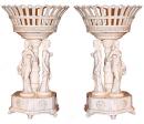 A Pair of Glazed 19th Century Italian Ceramic Centerpieces