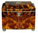 A Sophisticated 19th Century Regency Bow Front Blonde Tortoiseshell Tea Caddy