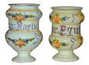 A Harlequin Pair of 18th Century Majolica Alborelli Parlante 