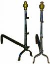 A Pair of 18th Century French Hand-Forged Wrought Iron Andirons