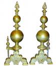 A Pair of 19th Century French Brass Andirons
