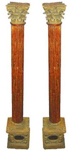 A Pair of 18th Century Polychrome Columns
