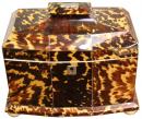 A 19th Century English Regency Pagoda Shaped Tortoiseshell Inlaid Tea Caddy