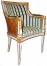 An Elegant 18 Century Italian Louis XVI Parcel Gilt and Polychrome Boudoir Chair