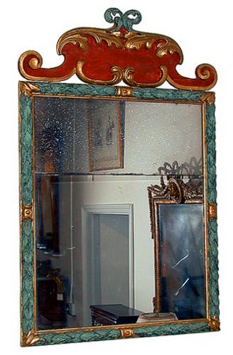 An Exquisite 18th Century Italian Polychrome & Gilt Mirror