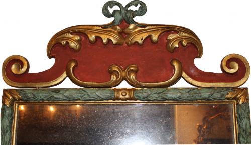 An Exquisite 18th Century Italian Polychrome & Gilt Mirror