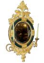 A 19th Century English Regency CarvedEbonized and Parcel-Gilt Convex Mirror