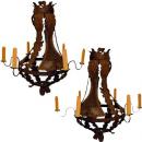 A Pair of Italian Baroque Six- Light Iron Chandeliers
