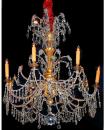 A Glittering 18th Century Eight-Light Cut Crystal and Parcel Gilt Genovese Chandelier