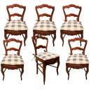 A Set of Six 19th Century Figured Walnut French Provincial Chairs