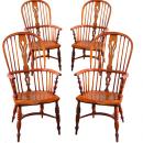 A Harlequin Set of Four Fine 18th Century English Elmwood Windsor Chairs