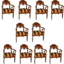 A Set of Ten 19th Century Russian Empire Mahogany and Parcel-Gilt Armchairs