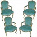 A Set of Four 18th Century Polychrome Louis XV Arm Chairs