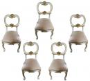 A Set of Five 19th Century Italian Polychrome and Parcel Gilt Side Chairs