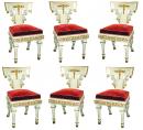 A Rare Set of Six 19th Century Neoclassic Russian Polychrome and Parcel-Gilt Side Chairs