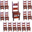 A Set of Fourteen Brescia Italian Carved and Inlaid Walnut  Meuble de Style Chairs