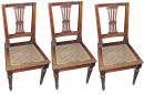 A Set of Three 19th Century Italian Louis XVI Walnut Side Chairs