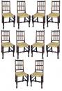 An English Set of Ten Side and Two Arm (Not Shown) Elmwood Spindle-back Harlequin Chairs