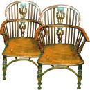 A Fine Pair of 18th Century English Yew Wood Windsor Chairs