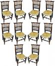 An English 18th Century Set of Ten Side and Two Arm ( Not Shown) Elmwood Spindle-Back Chairs