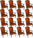 An Exquisite Set of Sixteen Extremely Rare 18th Century Italian Louis XV Walnut Baroque Arm chairs