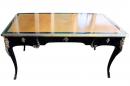 An Elegant 19th Century French Louis XV Black Lacquered Bureau Plat