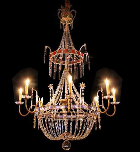 A Glorious 18th Century Gilt Bronze & Rare Crystal Chandelier No. 3928