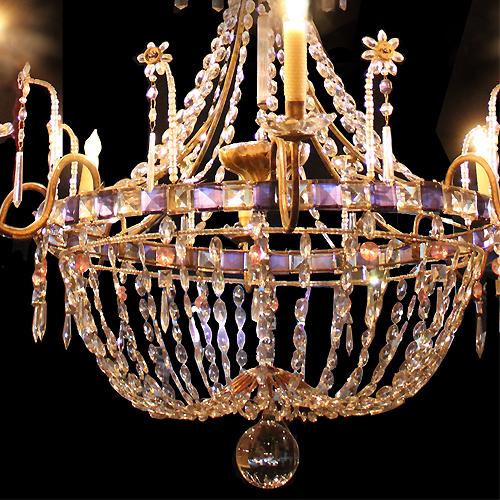 A Glorious 18th Century Gilt Bronze & Rare Crystal Chandelier No. 3928