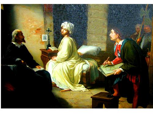 A 19th Century Italian Oil on Canvas, “Dante Sketching La Pia” No. 2319