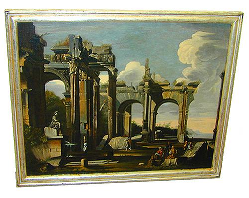 A Fine 18th Century Italian Oil on Canvas, a capriccio of an ancient architectural site No. 1537