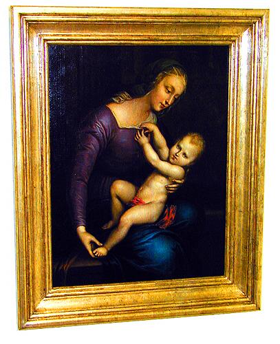 An Exquisite 19th Century Oil on Canvas, “Madonna and Child” No. 1381