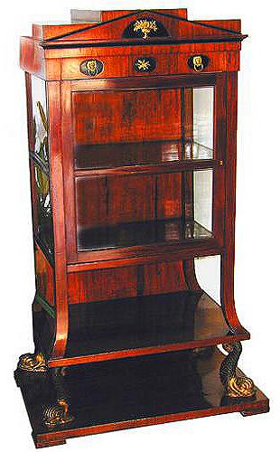 An Exquisite 19th Century Swedish Mahogany and Ebonized Neoclassical Vitrine Cabinet No. 1383