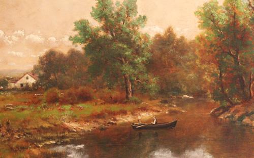 “Lazy Day” 19th Century Oil on Canvas by American Impressionist Thomas Bartholomew Griffin No. 89