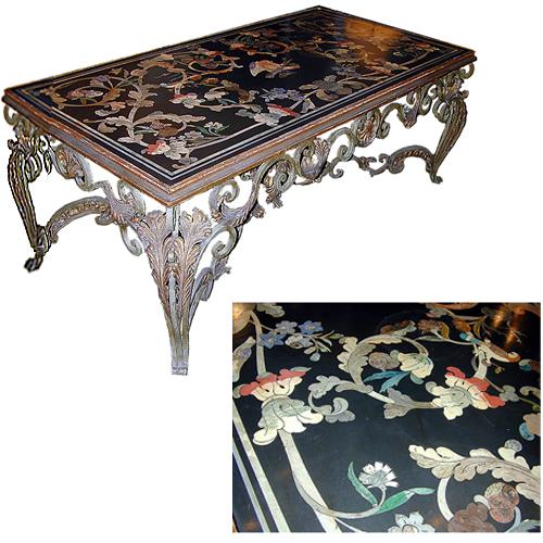 A 19th Century Italian Scagliola Black Slate Table Top No. 955