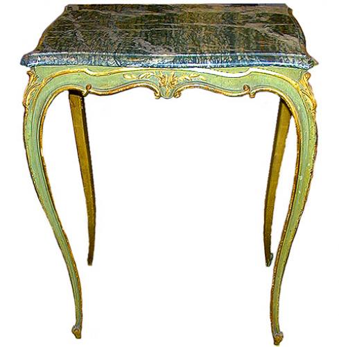An 18th Century French Louis XV Green Painted and Parcel-Gilt Side Table No. 79