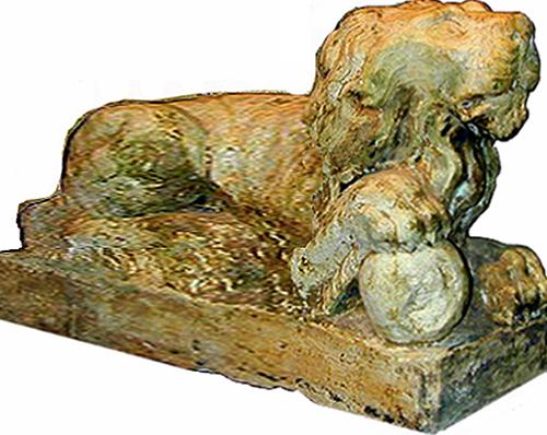 A Pair of Sculpted Stone Carved Lions No. 1905