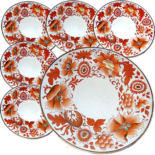 A 19th Century English Set of Six Flight, Barr & Barr Porcelain Plates No. 278