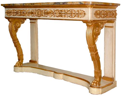 An Impressive 19th Century Parcel-Gilt and Polychrome Italian Empire Console No. 2615